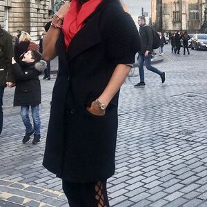 Proenza sStylish Black Coat with Red Beret